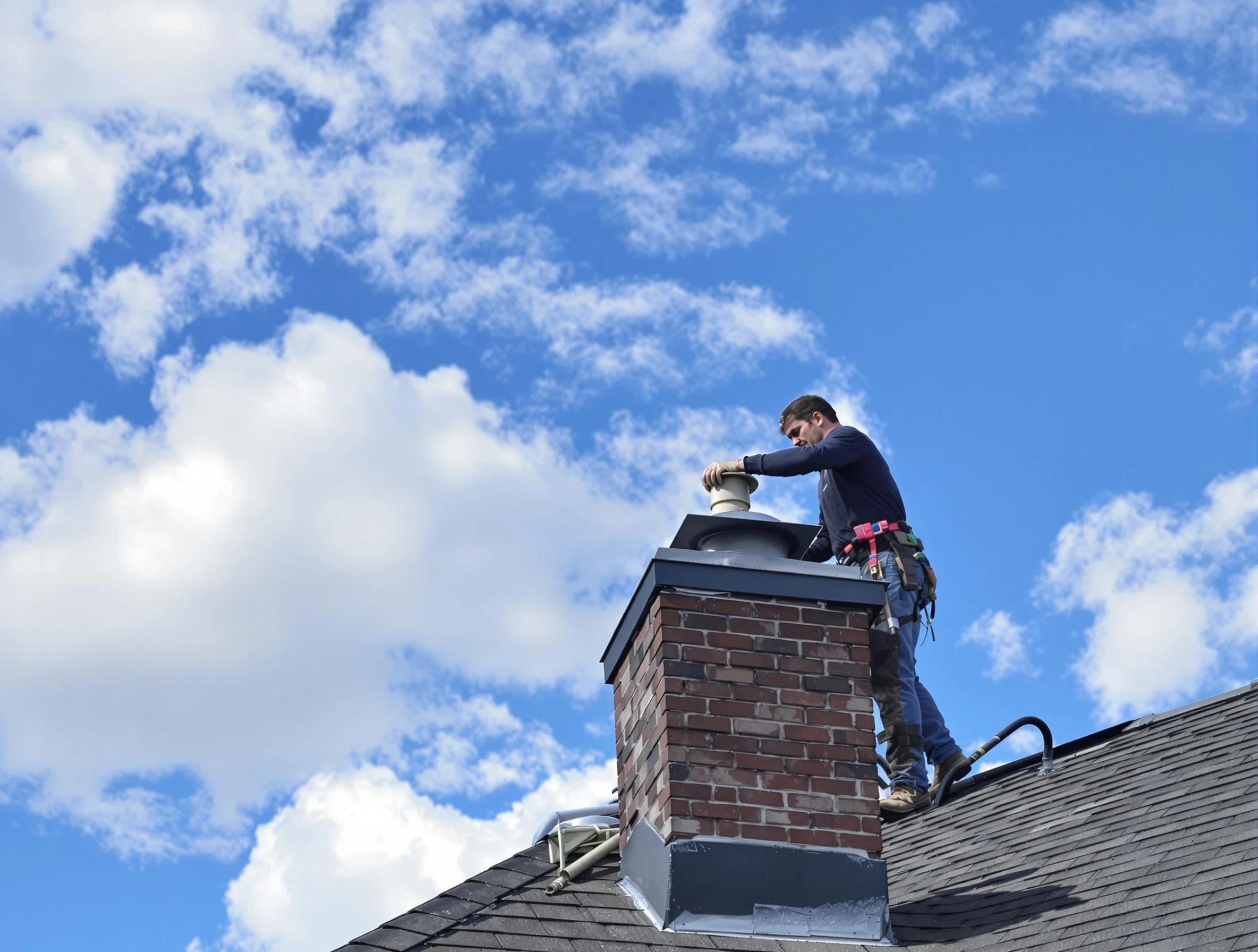 Paramus Chimney Sweep installing a sturdy chimney cap in Paramus, NJ