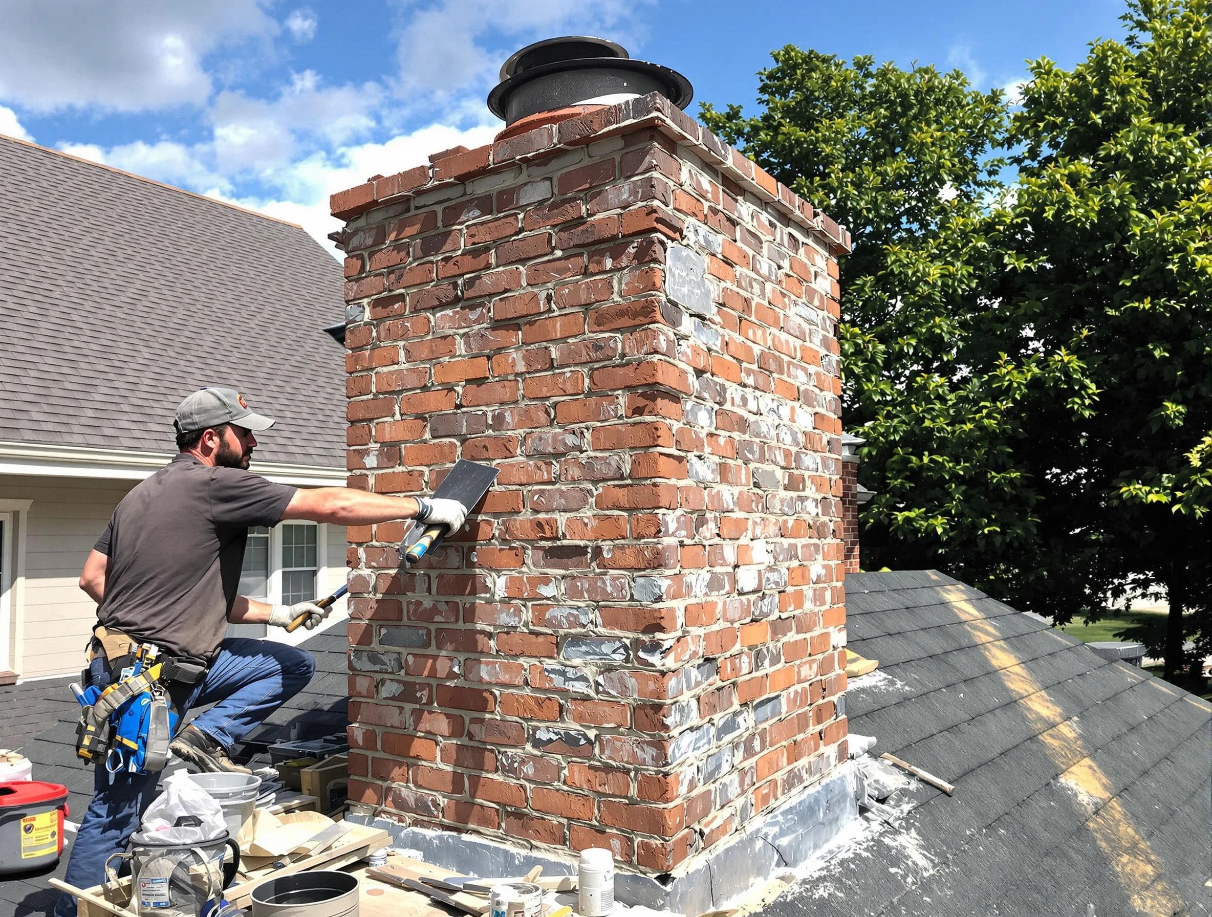 Completed chimney rebuild by Paramus Chimney Sweep in Paramus, NJ