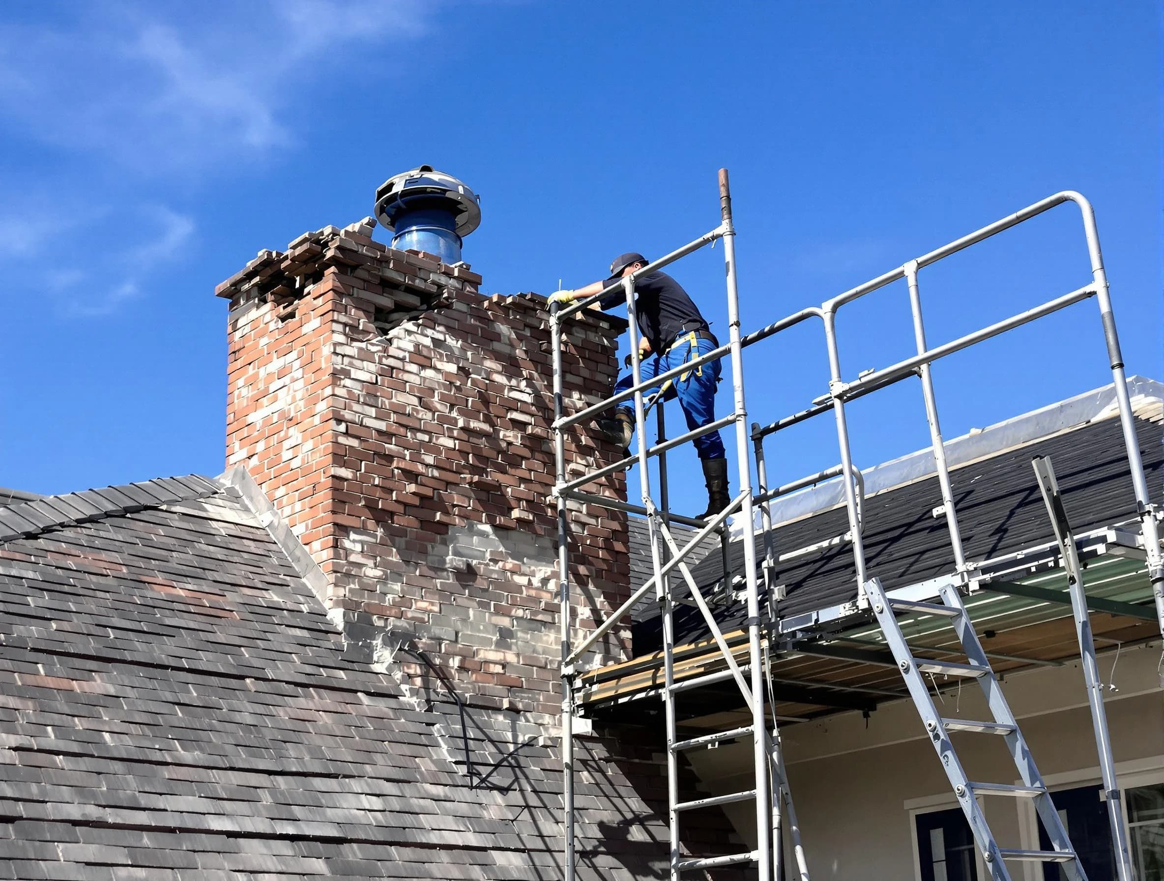 Rebuilding a chimney structure by Paramus Chimney Sweep in Paramus, NJ