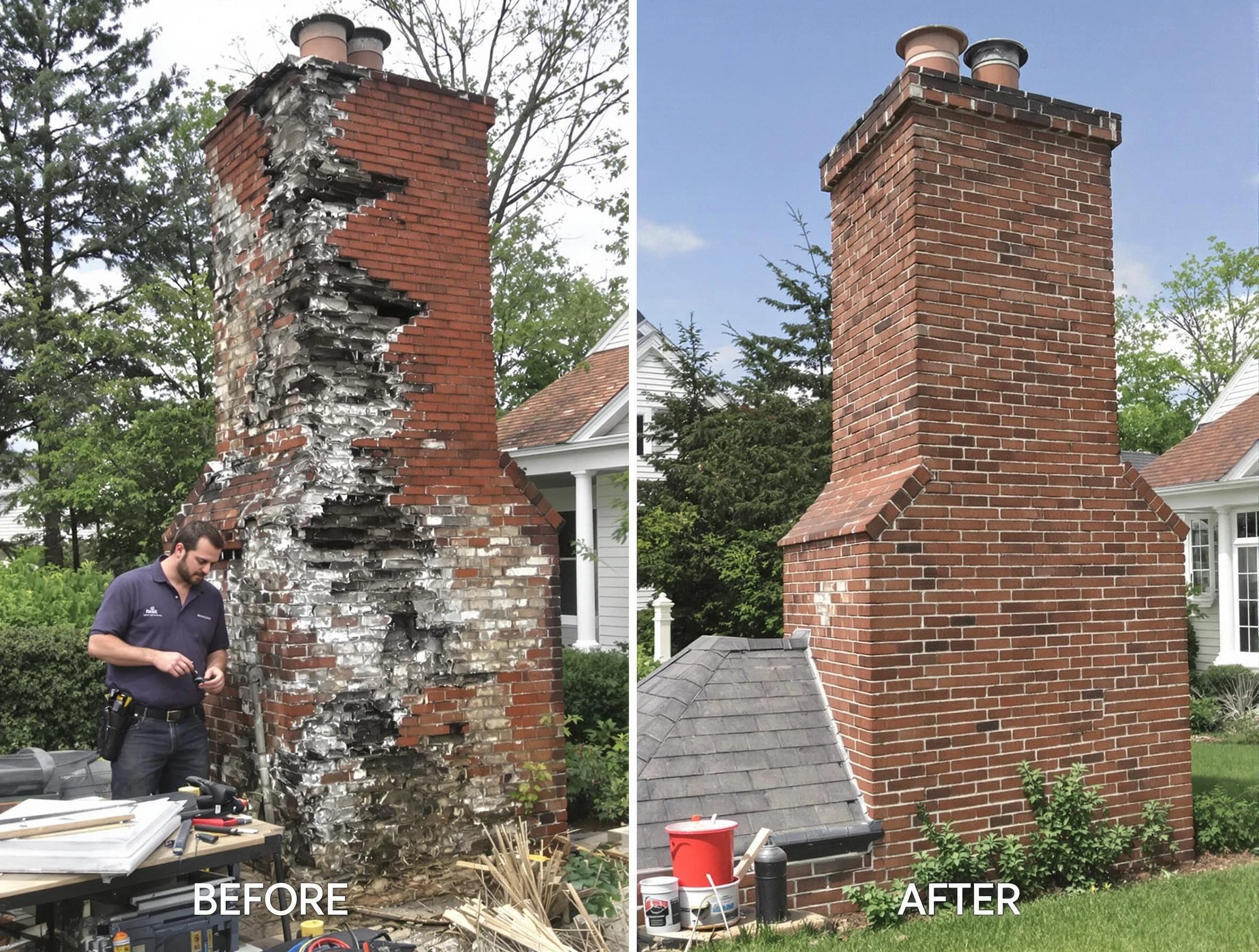 Paramus Chimney Sweep performing a full chimney restoration in Paramus, NJ