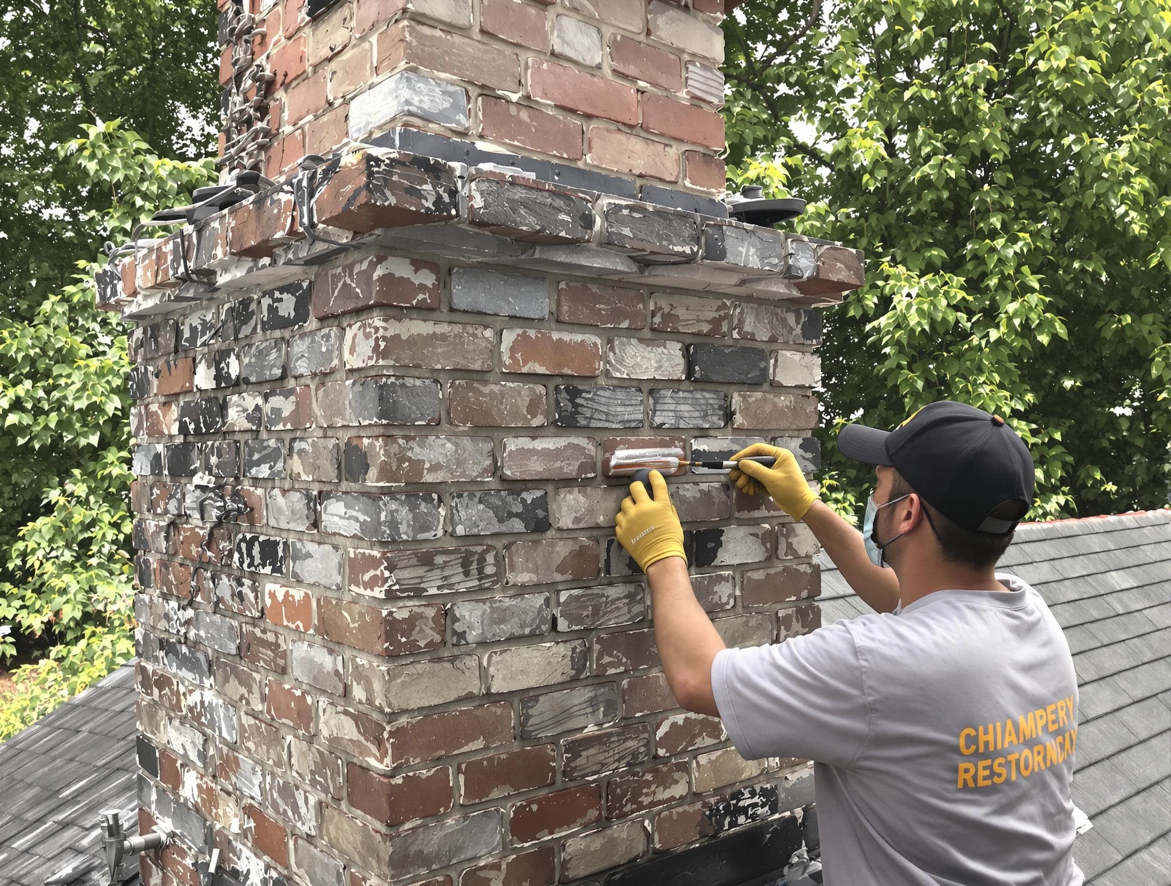 In-progress chimney restoration by Paramus Chimney Sweep in Paramus, NJ