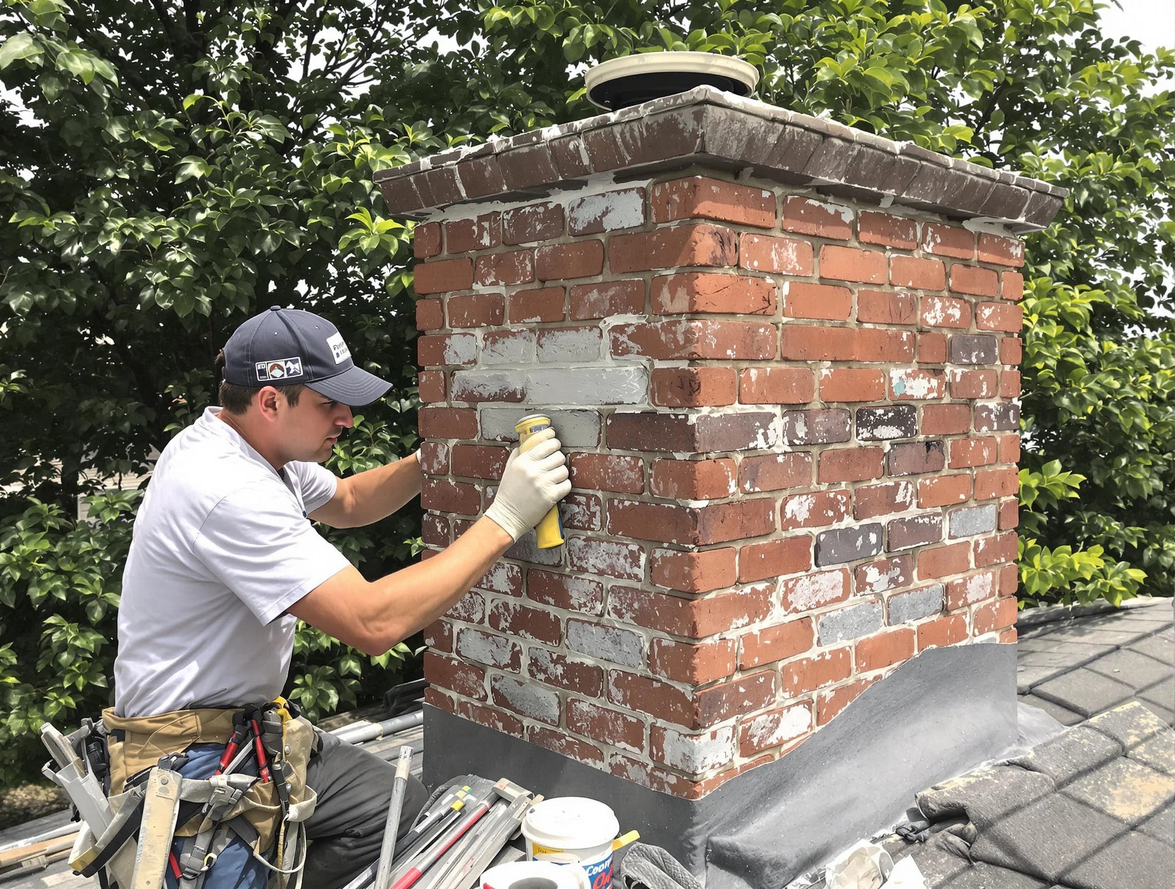 Paramus Chimney Sweep restoring an aging chimney in Paramus, NJ