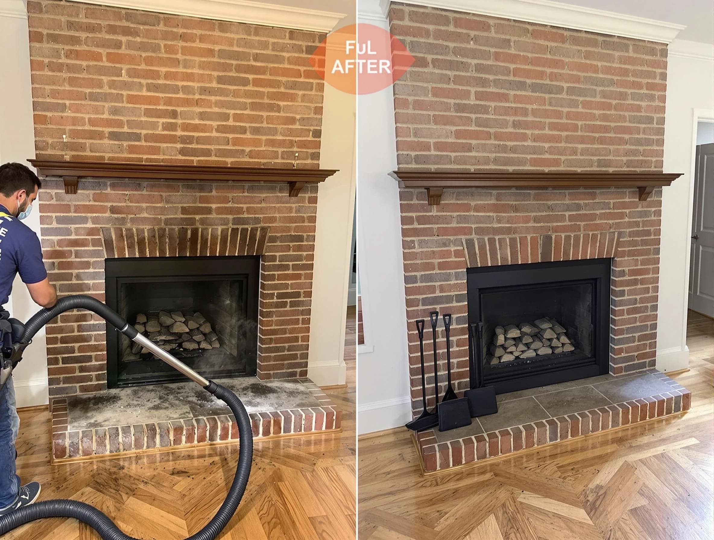 Paramus Chimney Sweep carefully sanitizing a fireplace in Paramus, NJ