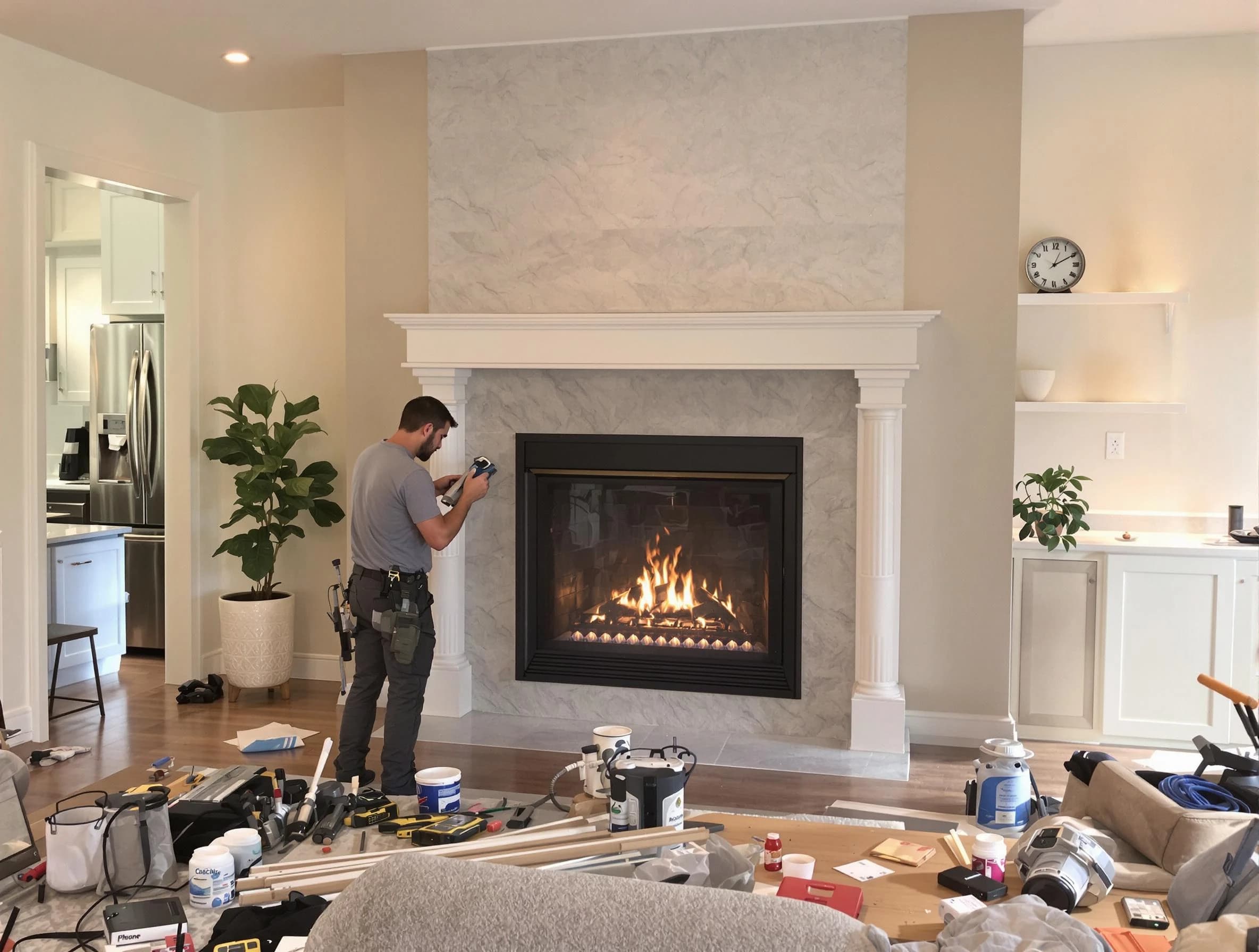 Newly installed fireplace by Paramus Chimney Sweep in Paramus, NJ