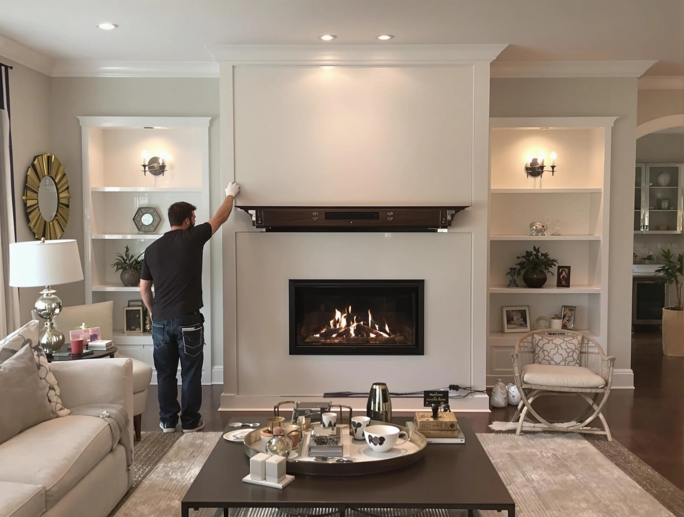 Paramus Chimney Sweep installing a new fireplace in Paramus, NJ