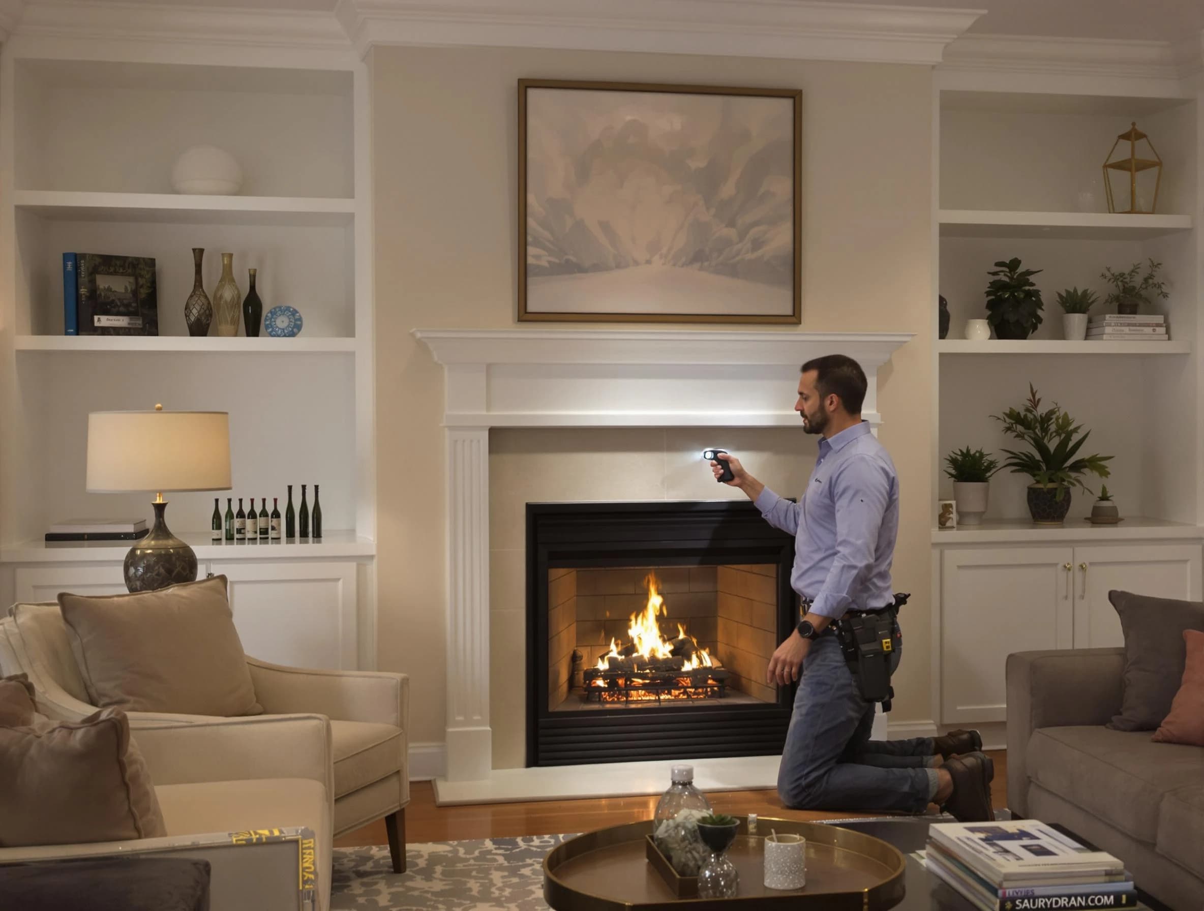 Paramus Chimney Sweep conducting a fireplace safety inspection in Paramus, NJ